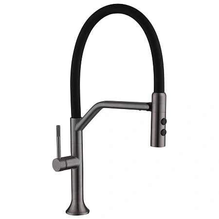 Смеситель для кухни Fmark FS0052Q с гибким изливом, графит Смеситель для кухни Fmark FS0052Q с гибким изливом, графит