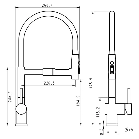 Смеситель для кухни Fmark FS0152Q с гибким изливом, графит Смеситель для кухни Fmark FS0152Q с гибким изливом, графит