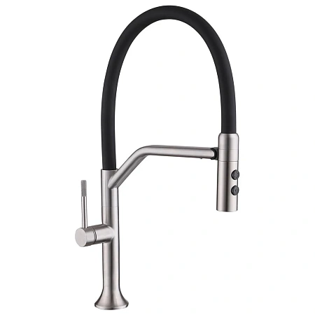Смеситель для кухни Fmark FS0052L с гибким изливом, сатин Смеситель для кухни Fmark FS0052L с гибким изливом, сатин