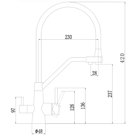 Смеситель для кухни Fmark FS0662-L04 с подключением к фильтру, сатин Смеситель для кухни Fmark FS0662-L04 с подключением к фильтру, сатин