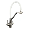 Смеситель для кухни Fmark FS0662-XL02 с подключением к фильтру, сатин/белый Смеситель для кухни Fmark FS0662-XL02 с подключением к фильтру, сатин/белый