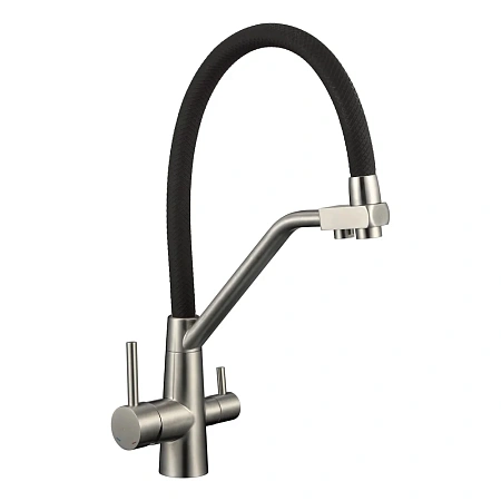 Смеситель для кухни Fmark FS0662-XL01 с подключением к фильтру, сатин/черный Смеситель для кухни Fmark FS0662-XL01 с подключением к фильтру, сатин/черный