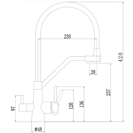 Смеситель для кухни Fmark FS0662-H04 с подключением к фильтру, черный Смеситель для кухни Fmark FS0662-H04 с подключением к фильтру, черный