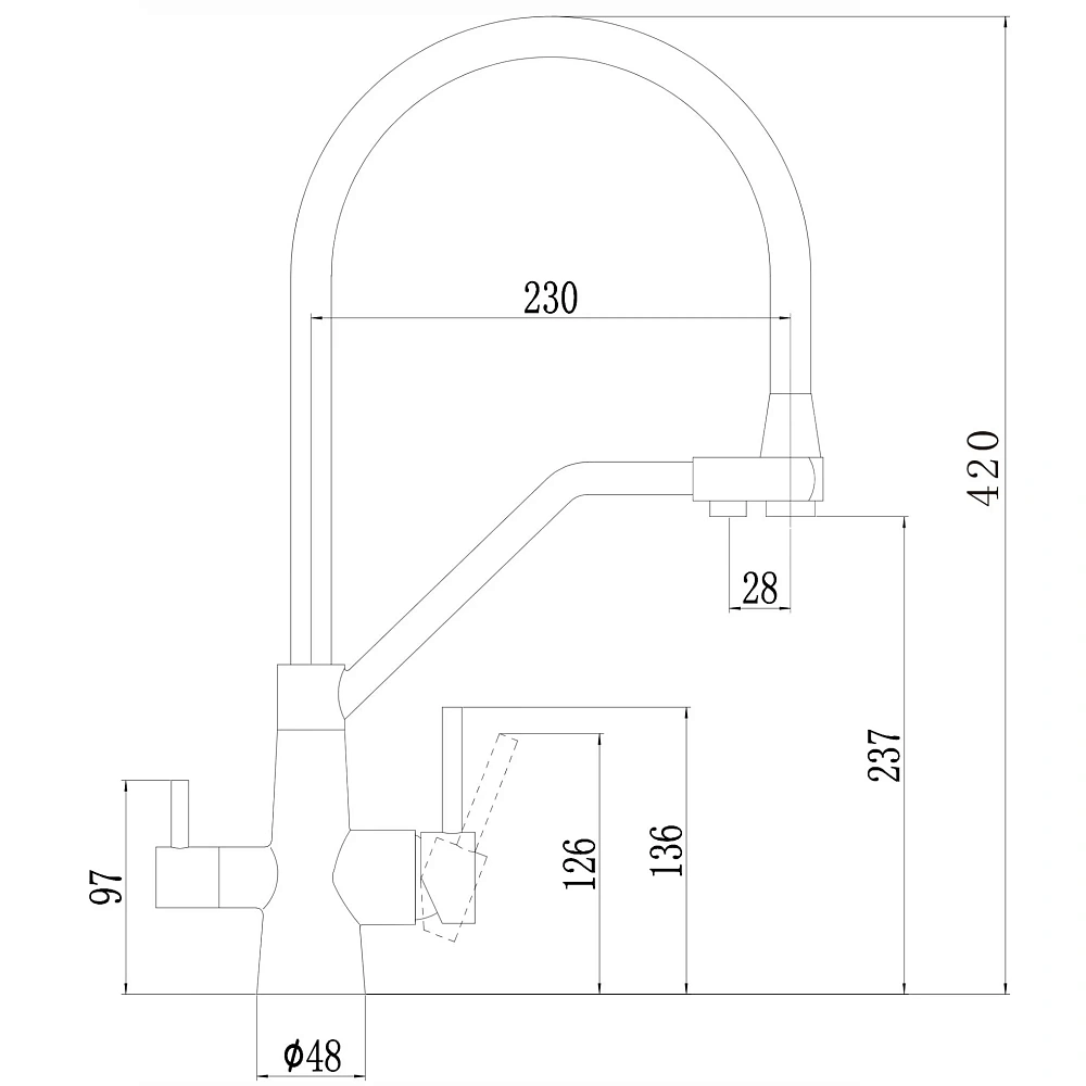 Смеситель для кухни Fmark FS0662-H02 с подключением к фильтру, черный — Изображение 2