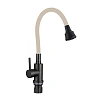 Смеситель для кухни Fmark FS8288H-12 с гибким изливом, черный/бежевый Смеситель для кухни Fmark FS8288H-12 с гибким изливом, черный/бежевый