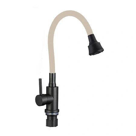 Смеситель для кухни Fmark FS8288H-12 с гибким изливом, черный/бежевый Смеситель для кухни Fmark FS8288H-12 с гибким изливом, черный/бежевый