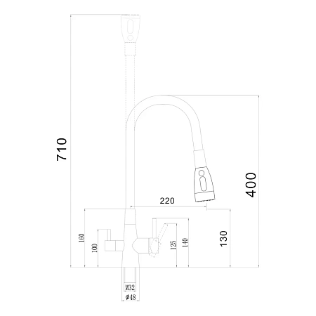 Смеситель для кухни Fmark FS1062-H12-3 с подключением к фильтру, черный/бежевый Смеситель для кухни Fmark FS1062-H12-3 с подключением к фильтру, черный/бежевый