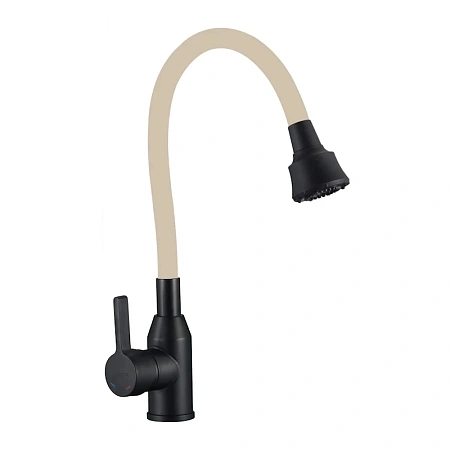 Смеситель для кухни Fmark FS8266H-12 с гибким изливом, черный/бежевый Смеситель для кухни Fmark FS8266H-12 с гибким изливом, черный/бежевый