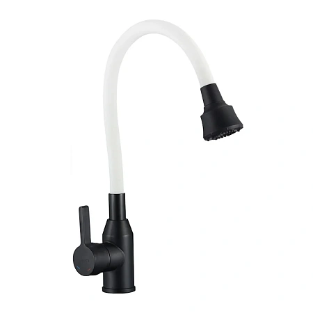 Смеситель для кухни Fmark FS8266H-02 с гибким изливом, черный/белый Смеситель для кухни Fmark FS8266H-02 с гибким изливом, черный/белый