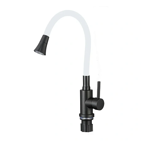 Смеситель для кухни Fmark FS8299H-02 с гибким изливом, черный/белый Смеситель для кухни Fmark FS8299H-02 с гибким изливом, черный/белый