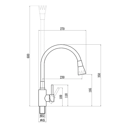 Смеситель для кухни Fmark FS8299H-02 с гибким изливом, черный/белый Смеситель для кухни Fmark FS8299H-02 с гибким изливом, черный/белый