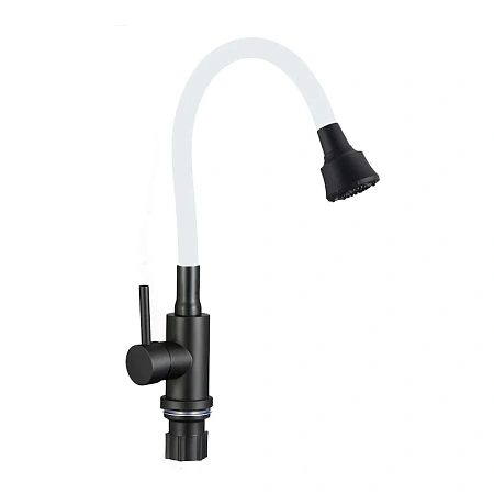 Смеситель для кухни Fmark FS8288H-022 с гибким изливом, черный/белый Смеситель для кухни Fmark FS8288H-022 с гибким изливом, черный/белый