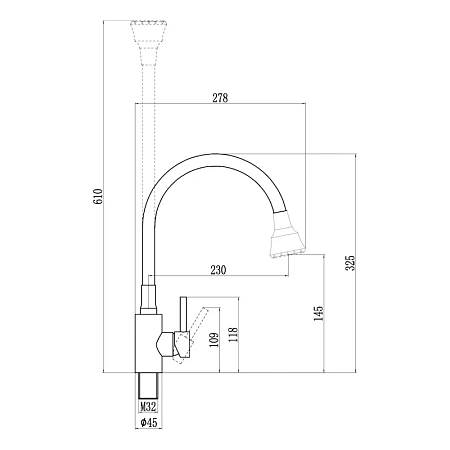 Смеситель для кухни Fmark FS8288H-022 с гибким изливом, черный/белый Смеситель для кухни Fmark FS8288H-022 с гибким изливом, черный/белый