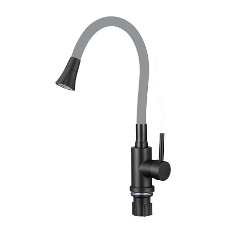 Смеситель для кухни Fmark FS8299H-04 с гибким изливом, черный/серый Смеситель для кухни Fmark FS8299H-04 с гибким изливом, черный/серый