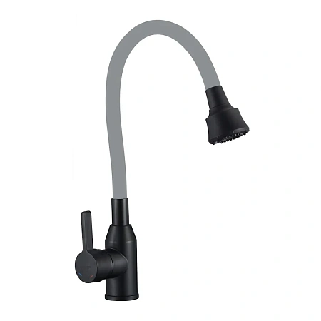 Смеситель для кухни Fmark FS8266H-04 с гибким изливом, черный/серый Смеситель для кухни Fmark FS8266H-04 с гибким изливом, черный/серый