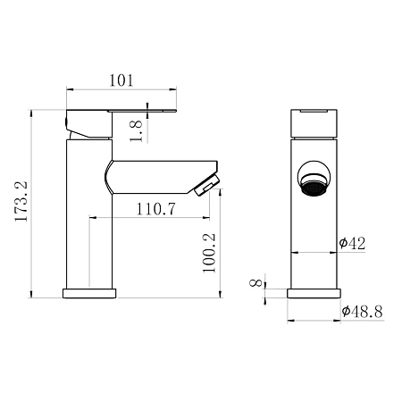 Смеситель для раковины Fmark FS8201-2H черный Смеситель для раковины Fmark FS8201-2H черный