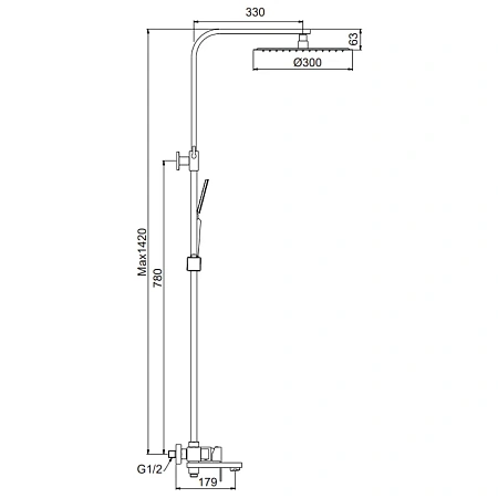 Душевая система FRAP F24802-16 черный Душевая система FRAP F24802-16 черный