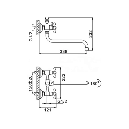 Смеситель для ванны FRAP F2227-2 хром Смеситель для ванны FRAP F2227-2 хром