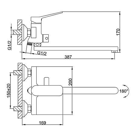Смеситель для ванны FRAP F2261 хром Смеситель для ванны FRAP F2261 хром