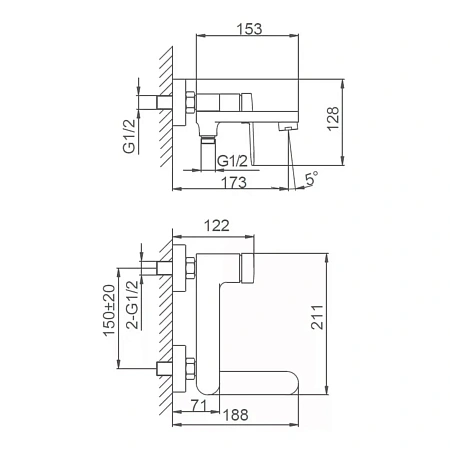 Смеситель для ванны FRAP F3285-6 черный Смеситель для ванны FRAP F3285-6 черный
