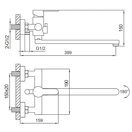 Смеситель для ванны FRAP F22801-26 черный Смеситель для ванны FRAP F22801-26 черный