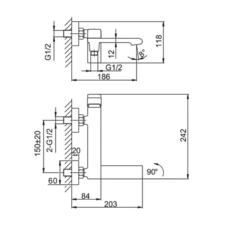 Смеситель для ванны FRAP F3284-9 оружейная сталь Смеситель для ванны FRAP F3284-9 оружейная сталь