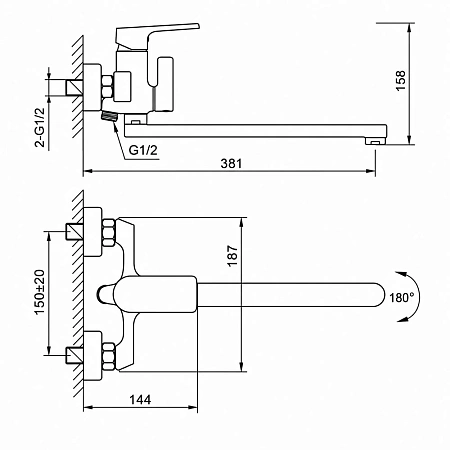 Смеситель для ванны FRAP F2271-9 оружейная сталь Смеситель для ванны FRAP F2271-9 оружейная сталь