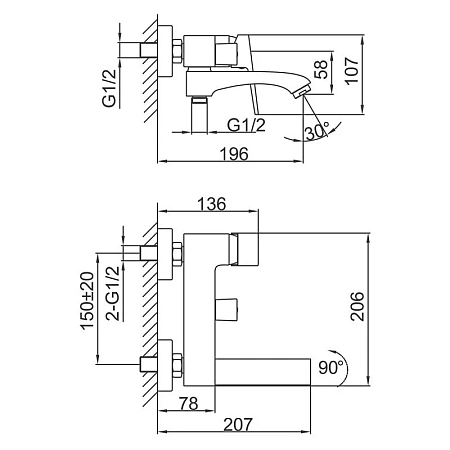 Смеситель для ванны FRAP F3276 хром Смеситель для ванны FRAP F3276 хром