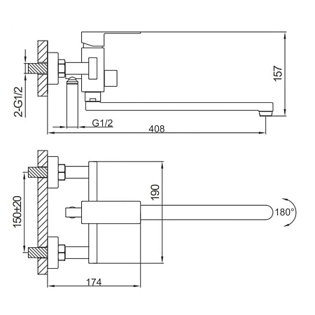 Смеситель для ванны FRAP F22802-2 хром Смеситель для ванны FRAP F22802-2 хром