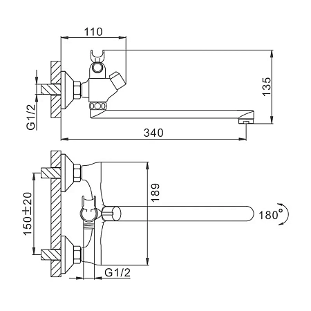 Смеситель для ванны FRAP F22731-B хром Смеситель для ванны FRAP F22731-B хром
