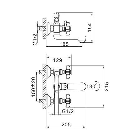 Смеситель для ванны FRAP F3024 хром Смеситель для ванны FRAP F3024 хром