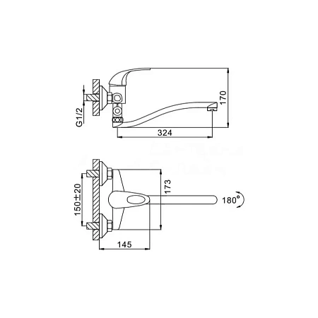 Смеситель для ванны FRAP F2102-B хром Смеситель для ванны FRAP F2102-B хром