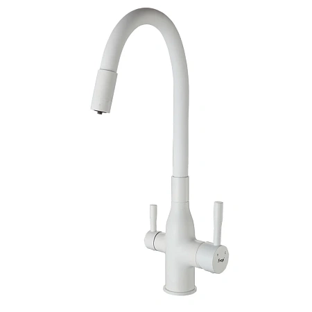 Смеситель для кухни FRAP F4396-8 с гибким изливом и подключением фильтра, белый