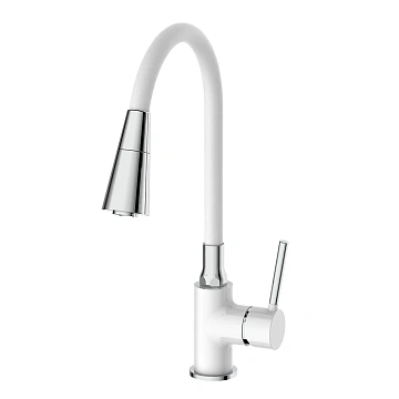 Смеситель для кухни FRAP F4044-8 с гибким изливом, белый