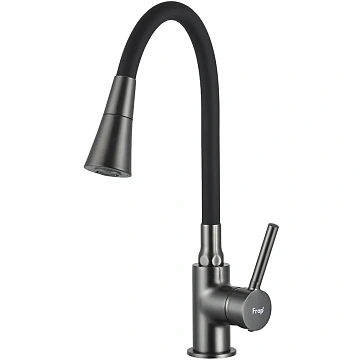 Смеситель для кухни FRAP F4044-9 с гибким изливом, оружейная сталь