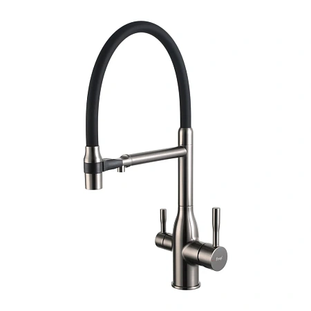 Смеситель для кухни FRAP F4398-9 с гибким изливом и подключением фильтра, оружейная сталь Смеситель для кухни FRAP F4398-9 с гибким изливом и подключением фильтра, оружейная сталь