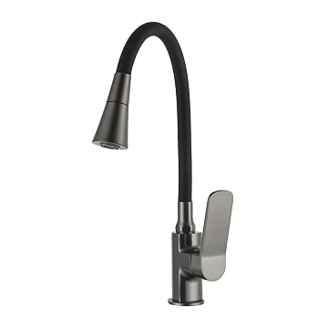 Смеситель для кухни FRAP F4462-9 с гибким изливом, оружейная сталь