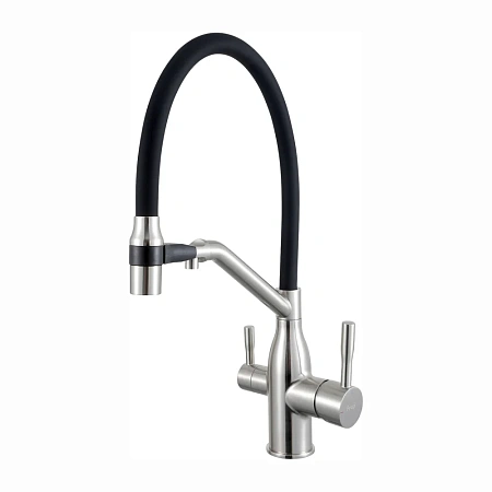 Смеситель для кухни FRAP F4397-5 с гибким изливом и подключением фильтра, сатин Смеситель для кухни FRAP F4397-5 с гибким изливом и подключением фильтра, сатин