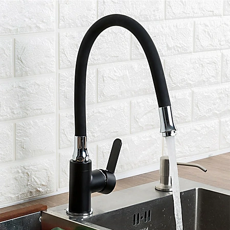 Смеситель для кухни FRAP F4042 с гибким изливом, черный Смеситель для кухни FRAP F4042 с гибким изливом, черный