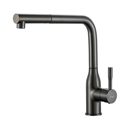 Смеситель для кухни FRAP F6096-9 с выдвижным изливом, оружейная сталь