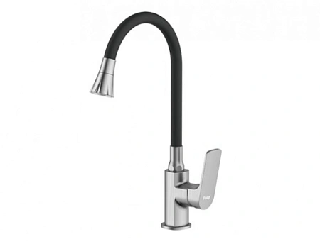 Смеситель для кухни FRAP F4486-9 с гибким изливом, оружейная сталь Смеситель для кухни FRAP F4486-9 с гибким изливом, оружейная сталь