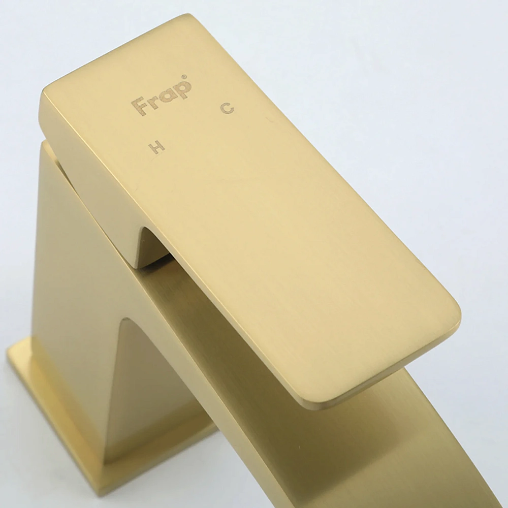 Смеситель для раковины Frap F1076-3 золотой сатин — Изображение 9