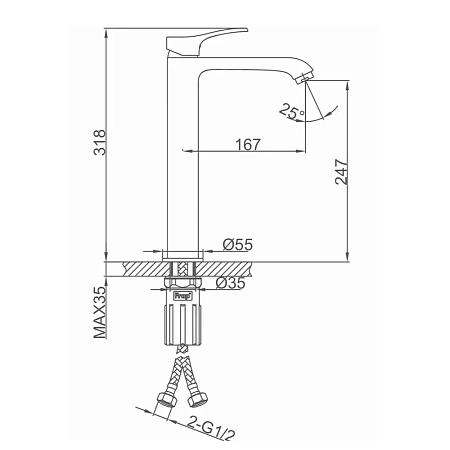 Смеситель для раковины Frap F1075-2 хром Смеситель для раковины Frap F1075-2 хром