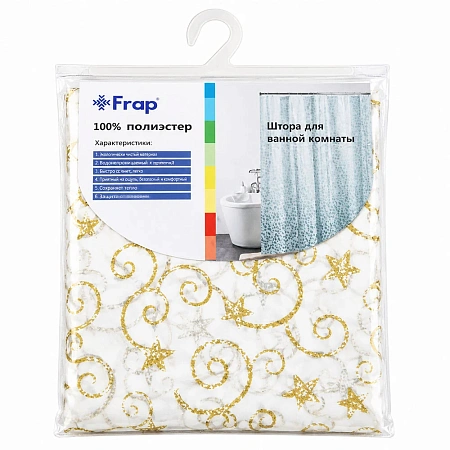 Штора для ванны FRAP F8808 белый 180х180 Штора для ванны FRAP F8808 белый 180х180