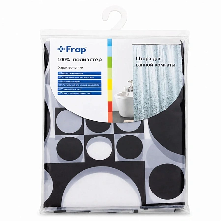 Штора для ванны FRAP F8803 черный 180х180 Штора для ванны FRAP F8803 черный 180х180