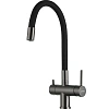 Смеситель для кухни GAPPO G4398-39 с гибким изливом и подключением фильтра, оружейная сталь Смеситель для кухни GAPPO G4398-39 с гибким изливом и подключением фильтра, оружейная сталь