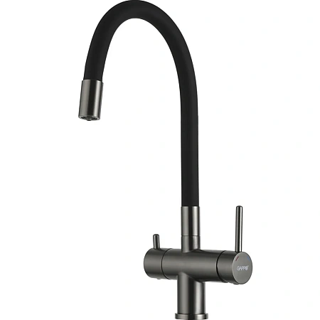 Смеситель для кухни GAPPO G4398-39 с гибким изливом и подключением фильтра, оружейная сталь Смеситель для кухни GAPPO G4398-39 с гибким изливом и подключением фильтра, оружейная сталь
