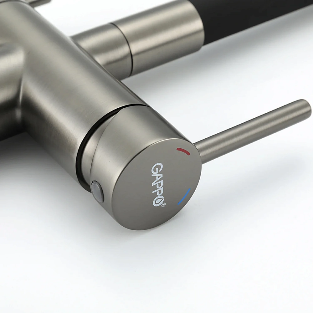 Смеситель для кухни GAPPO G4398-39 с гибким изливом и подключением фильтра, оружейная сталь — Изображение 11