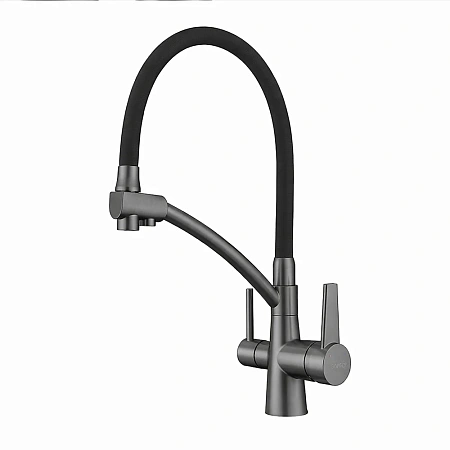 Смеситель для кухни GAPPO G4398-19 с гибким изливом и подключением фильтра, оружейная сталь Смеситель для кухни GAPPO G4398-19 с гибким изливом и подключением фильтра, оружейная сталь