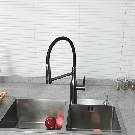 Смеситель для кухни GAPPO G4398-51 с гибким изливом, оружейная сталь Смеситель для кухни GAPPO G4398-51 с гибким изливом, оружейная сталь